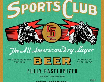 Reproduced Vintage Sports Club Beer Burlington Wisconsin Beer Label Canvas Print