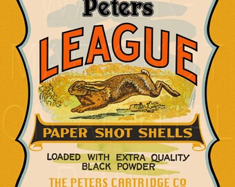 Reproduced vintage Peters "League" Shot Shells Box Label Canvas Print