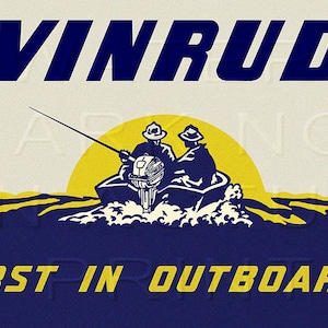 Reproduced Evinrude Outboard Motors Advertising Sign On Canvas