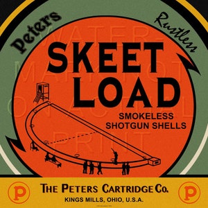 Reproduced vintage Peters "Skeet Load" Shotgun Shells Box Label Canvas Print