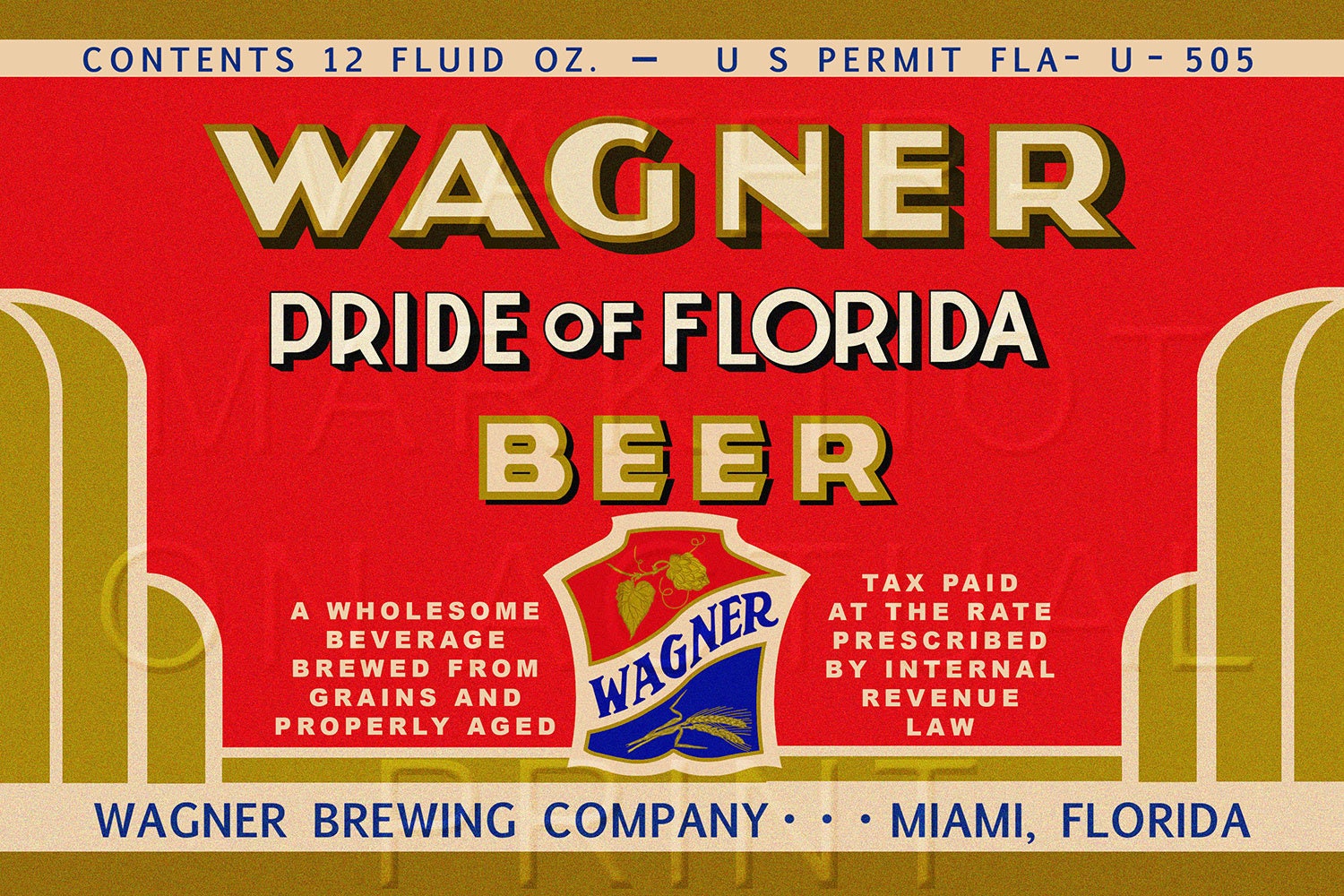 Reproduced Wagner Beer Wagner Brewing Co. Miami, FL Beer Label on Canvas Etsy