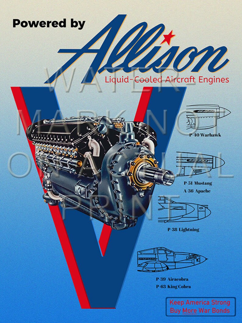 Custom Allison Liquid Cooled Aircraft Engines Canvas Print Etsy