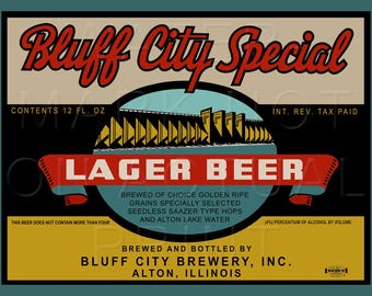 Bluff City Special Lager Beer Bluff City Brewery Inc. Alton, IL Label Recreated on Satin Canvas