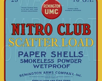 Reproduced vintage Remington UMC Scatter Load Cartridges label on Graphic Canvas.