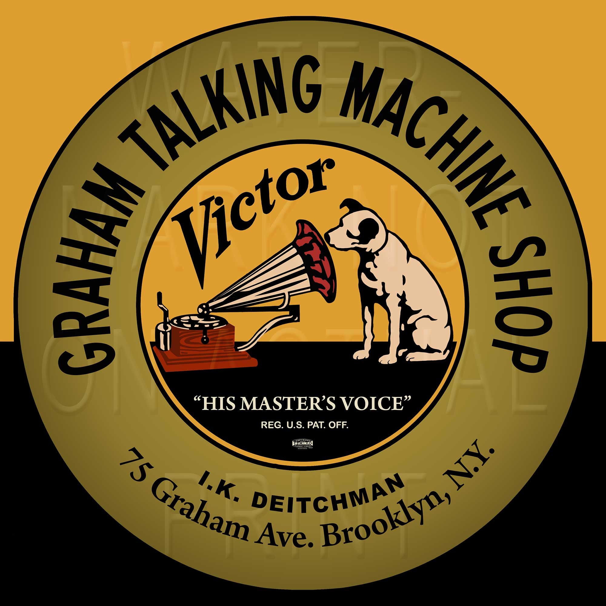 アート・デザイン・音楽 Logology / Victionary Reproduced Vintage Victor Talking Machine Dealer Logo Brooklyn, NY