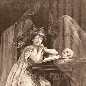 Ancienne photographie d'esprit victorien mettant en vedette Adelaide Herrmann la reine de la magie fantasmagorique 5 x 7 carte de voeux