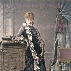 Antikes viktorianisches Farbfoto-Porträt der französischen Diva und Schauspielerin Sarah Bernhardt Korsett 5x7 Grußkarte