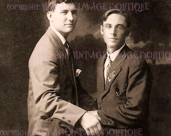 Lovely 1920's Gay Men Couple Posing In A Loving Embrace Wedding Civil Partnership Wedding 5x7 Greeting Card