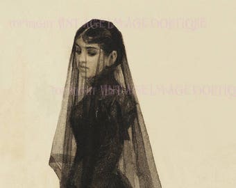 Lovely Antique Victorian Mourning Portrait Of A Woman In Mourning Attire 5x7 Greeting Card
