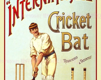 Antique Victorian Advertisement for Ayres Cricket Bats & Equipment Sporting Entertainment  5x7 Greeting Card