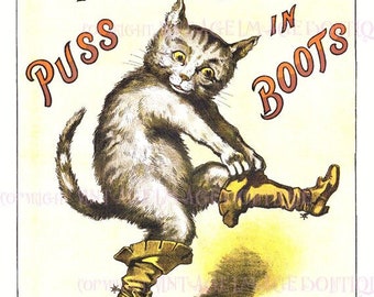 Lovely Antique Victorian Amusement Advertisement For An 1887 Pantomime Performance Of Puss In Boots  Entertainment  5x7 Greeting Card