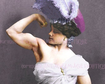 Belle photo d'amusement victorien antique, portrait de Charmion, la femme forte, numéro de cirque/musique-hall, carte de voeux 5 x 7