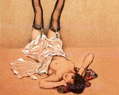Wonderful World War One Era Colour Illustration Of A Coquette Pin Up Model 5x7 Greeting Card