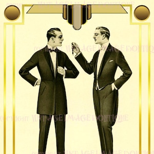 Preciosos hombres gay de los años 20 Art Déco pareja boda sociedad civil boda 5x7 tarjeta de felicitación