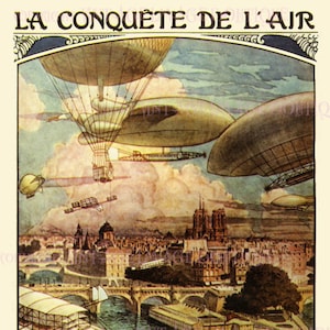 Joli divertissement victorien Antique pour voyage en montgolfière française/divertissement de Music Hall 5x7 carte de vœux