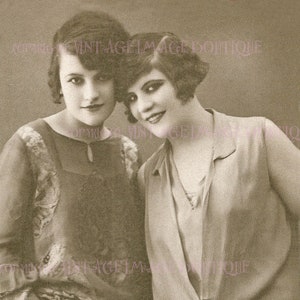 Lindo cartão comemorativo de casamento de casal de lésbicas melindrosas dos anos 1920, união civil, 5x7