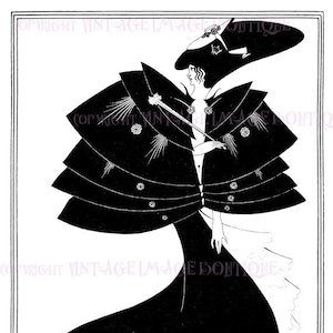 Ilustración victoriana tardía de pluma y tinta de Aubrey Beardsley de la obra de Oscar Wilde Salomé 5x7 Tarjeta de felicitación