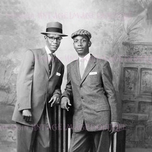 素敵な 1950 年代の黒人ゲイ男性カップルの結婚式 シビル パートナーシップ ウェディング 5x7 グリーティング カード