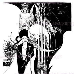 Ilustración victoriana tardía de pluma y tinta de Aubrey Beardsley de Le Morte d'Arthur 5x7 Tarjeta de felicitación