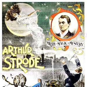 Preciosa diversión victoriana antigua para Arthur Strode The Magician / Music Hall Entertainment 5x7 Tarjeta de felicitación