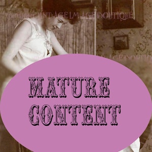 May include: A vintage photograph of a woman in a white dress. The image is marked with a purple oval that says "Mature Content".