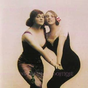 Schöne antike Hand getönt 1920 Lesben Paar Tanzen Die Tango Lebenspartnerschaft Valentinstag Hochzeit 5x7 Grußkarte