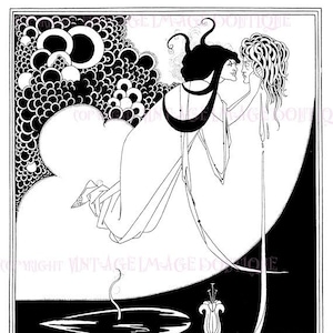 Cartão comemorativo 5x7, ilustração a caneta e tinta de Aubrey Beardsley, do período vitoriano tardio, da peça Salomé, de Oscar Wilde