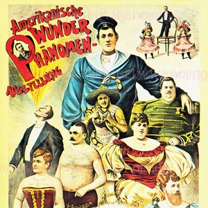 Belle antique victorienne Amusement German Freakshow Review Act / Music Hall Entertainment 5x7 Carte de vœux