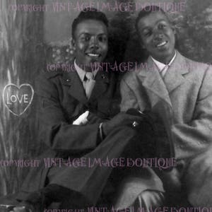 素敵な 1940 年代の黒人ゲイ男性カップルの結婚式 シビル パートナーシップ ウェディング 5x7 グリーティング カード