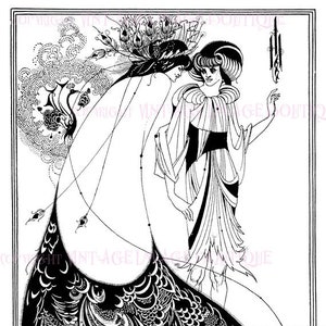 Späte viktorianische Aubrey Beardsley Pen And Ink Illustration aus Oscar Wildes Play Salome 5x7 Grußkarte