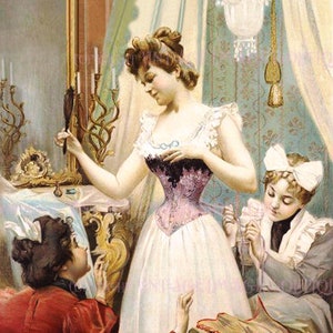 Antike viktorianische Korsett-Werbung Coquette 15x7 Grußkarte