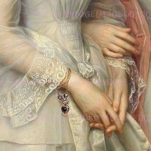 Precioso detalle romántico de pintura victoriana de una afectuosa pareja de lesbianas LGBTQ Valentine Civil Partnership 5x7 Tarjeta de felicitación