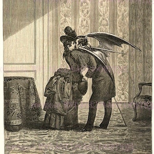 Belle carte de voeux surréaliste vintage romantique Penny épouvantable d'un couple s'embrassant pour la Saint-Valentin 5 x 7