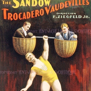 Antieke Victoriaanse Strongman-artiest, Eugen Sandow Feats Of Strength Act / Music Hall Entertainment 5 x 7 wenskaart