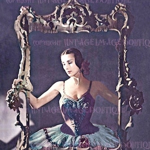 Weelderig midden van de 20e eeuw gekleurd fotoportret van de mooie Prima Ballerina Tamara Toumanova 5 x 7 wenskaart