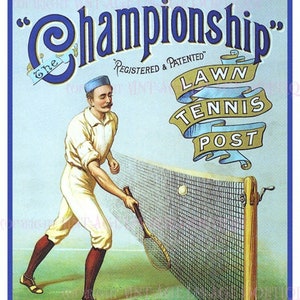 Anuncio victoriano antiguo para Ayres Lawn Tennis Equipment Sporting Entertainment 5x7 Tarjeta de felicitación