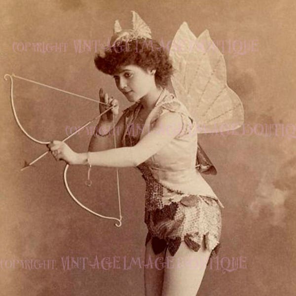 Lovely Antique Victorian Burlesque Performer As Cupid Valentine's Day  5x7 Greeting Card