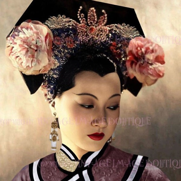 Sumptuous 1930's Colourized Photo Portrait Of Anna May Wong Chinese American Actress And Femme Fatale Vamp Coquette   5x7 Greeting Card