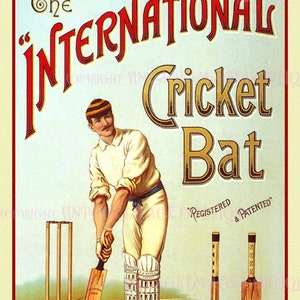 Publicité victorienne antique pour Ayres Cricket Bats & Equipment Carte de voeux 5 x 7