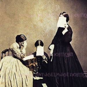 Belle photo de deuil victorienne antique, portrait de trois femmes en tenue de deuil, carte de voeux 5 x 7