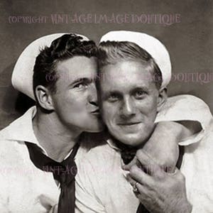 Lovely World War Two Sailors Gay Couple Wedding Civil Partnership Wedding 5x7 Greeting Card