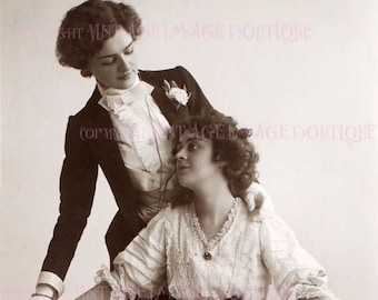 Lovely Antique Edwardian Lesbian Couple Wedding Civil Partnership Wedding 5x7 Greeting Card