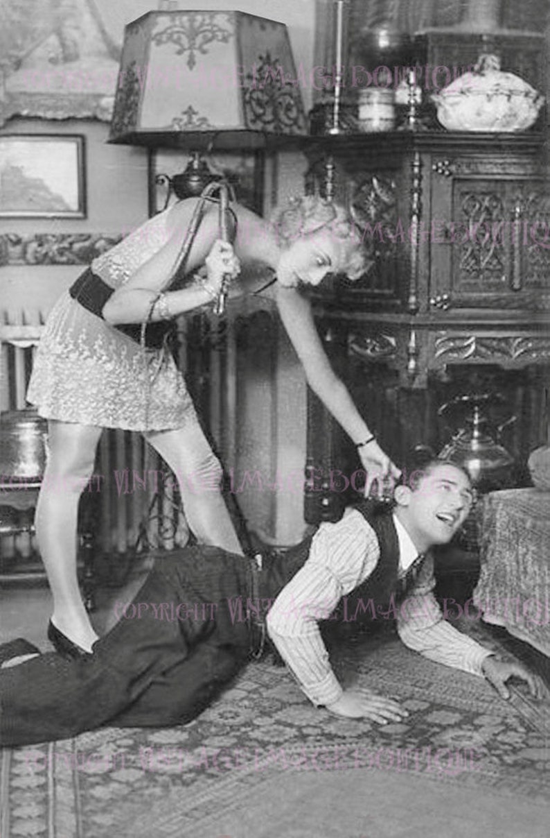 Vintage 1920's Dominant Woman Kinky Erotic Spanking Bondage BDSM 5x7 Greeting Card image 1