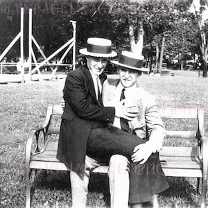 素敵な 1920 年代のゲイ男性カップルの結婚式 シビル パートナーシップ ウェディング 5x7 グリーティング カード