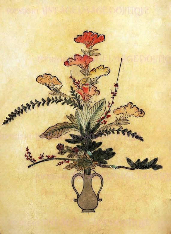 Antique 16th Century Japanese Ikebana Floral Art Flower Ikenobo