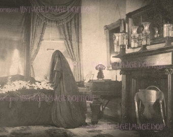 Lovely Antique Victorian Mourning Sepia Photo Portrait Of A Woman In  Deep Mourning Attire 5x7 Greeting Card