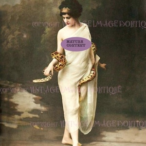 Mooie antieke Victoriaanse handgekleurde fotoportret van een exotische slangenbezweerder Circus Act / Music Hall Entertainment 5 x 7 wenskaart