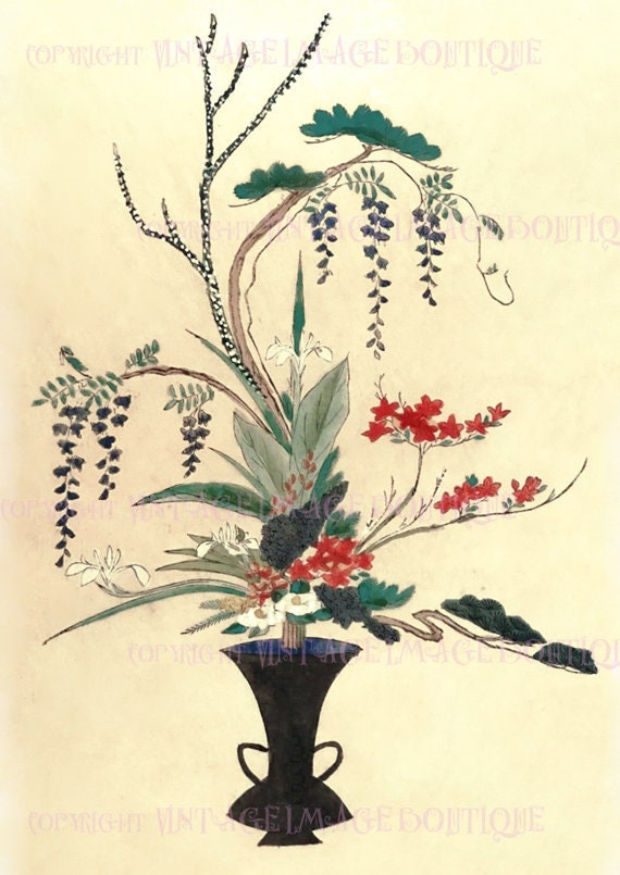 Antique 16th Century Japanese Ikebana Floral Art Flower Ikenobo