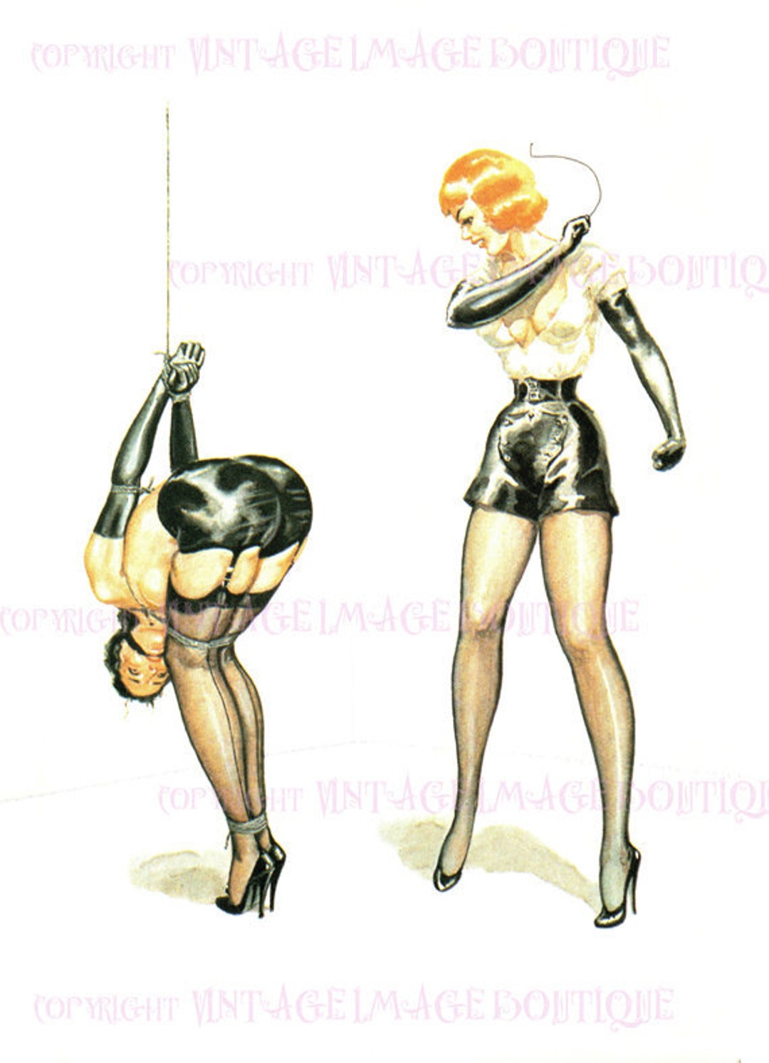 Vintage 1940s Dominant Woman Kinky Illustration Bizarre