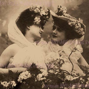 Lovely Antique Victorian Lesbian Couple Wedding Civil Partnership Wedding 5x7 Greeting Card